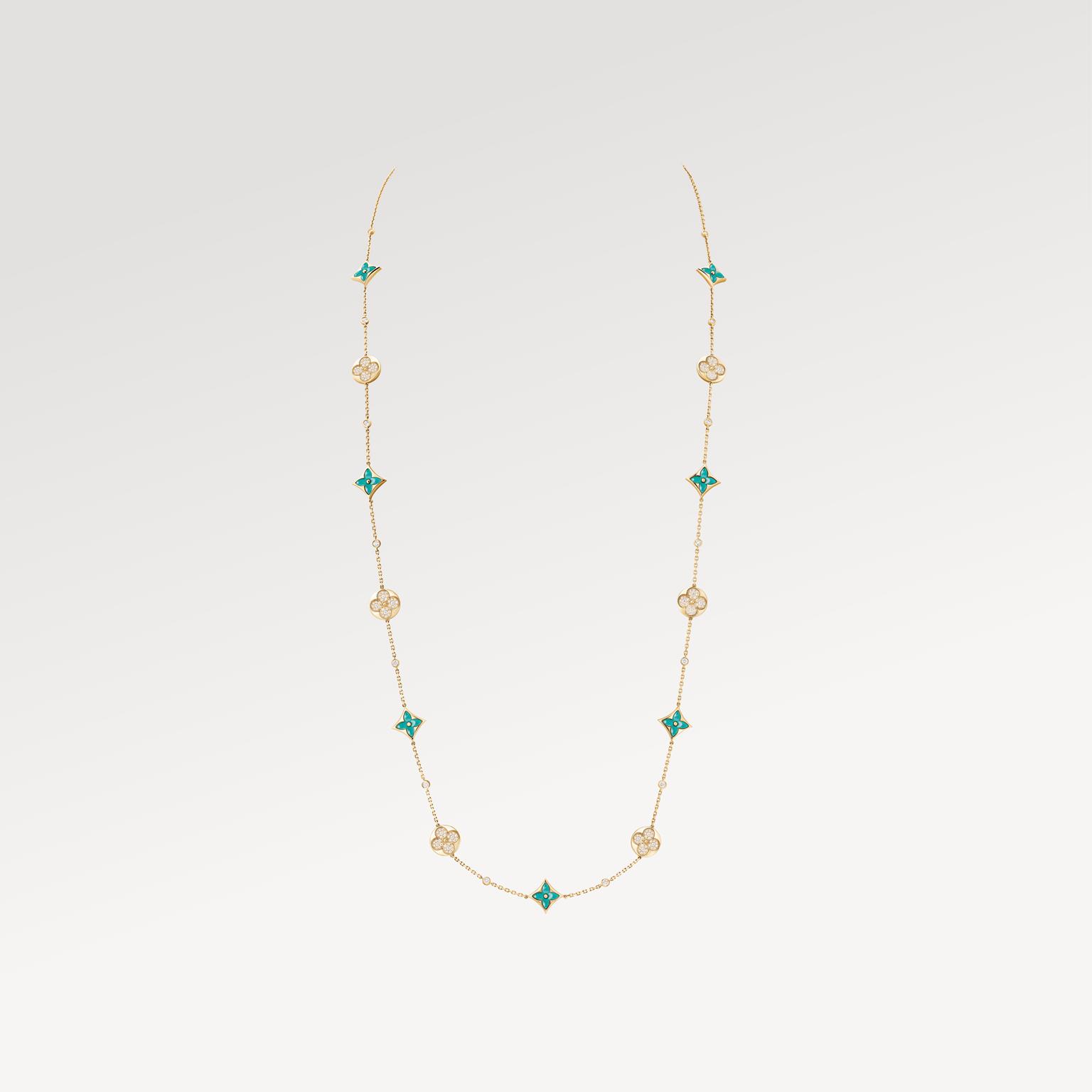 LOUIS VUITTON JEWELRY - COLOR BLOSSOM AMAZONITE SAUTOIR IN YELLOW GOLD AND DIAMONDS
