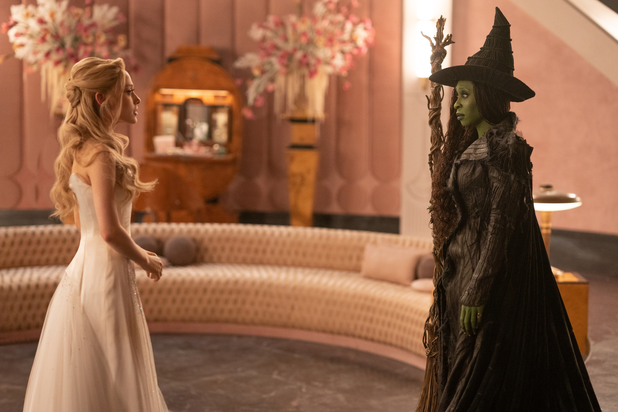 L to R: Ariana Grande is Glinda and Cynthia Erivo is Elphaba in WICKED FOR GOOD, directed by Jon M. Chu. © Universal Studios. All Rights Reserved.