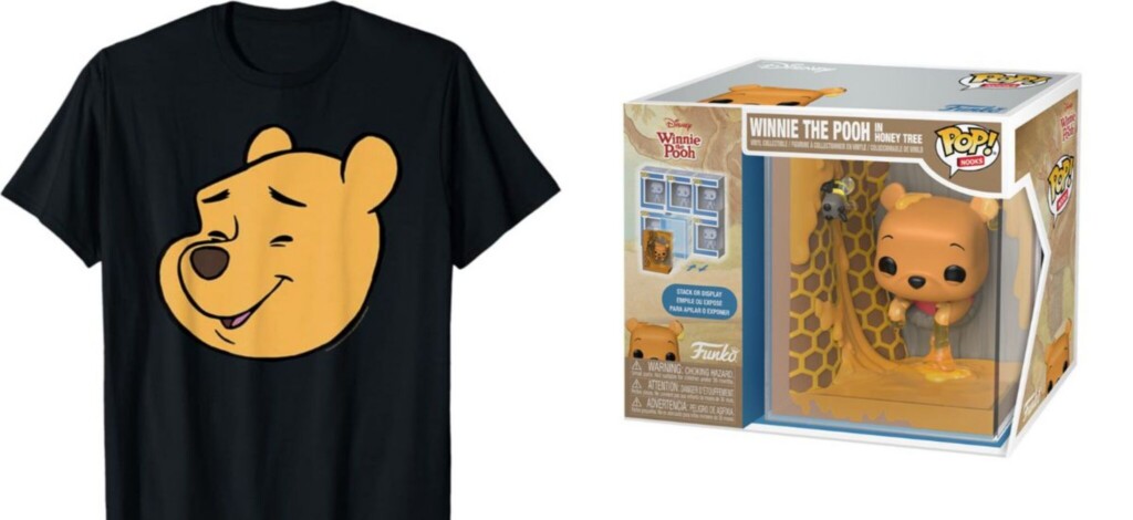 copertina winnie the pooh: Amazon MOD Pooh s Face Shirt and Funko Pop Nooks Winnie the Pooh in Honey Tree