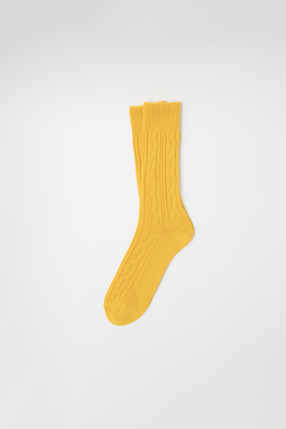 CULTO_YELLOW_Calza in cotone Filoscozia con lavorazione a trecce verticali