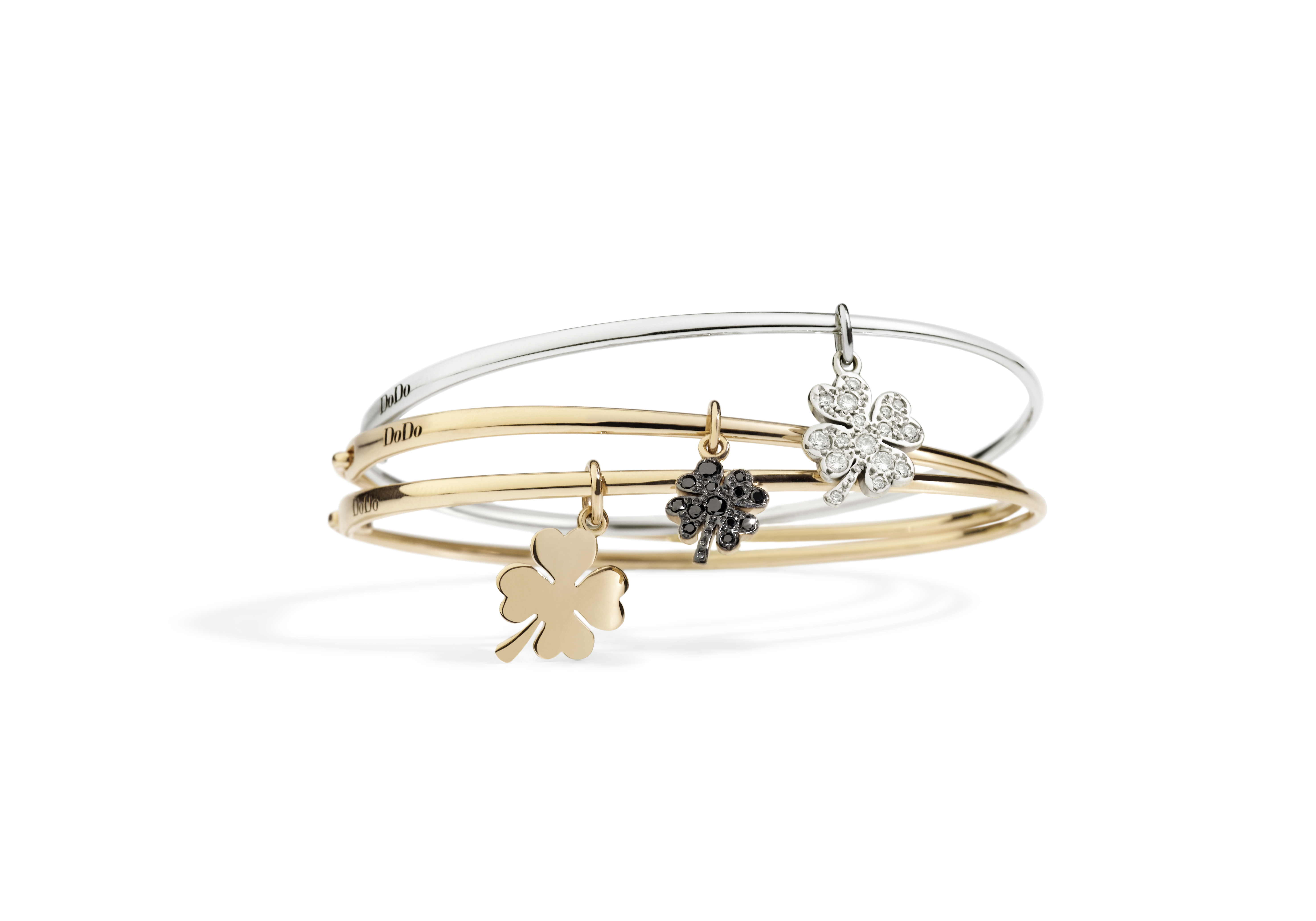 BANGLES WITH FOUR-LEAF CLOVER CHARMS