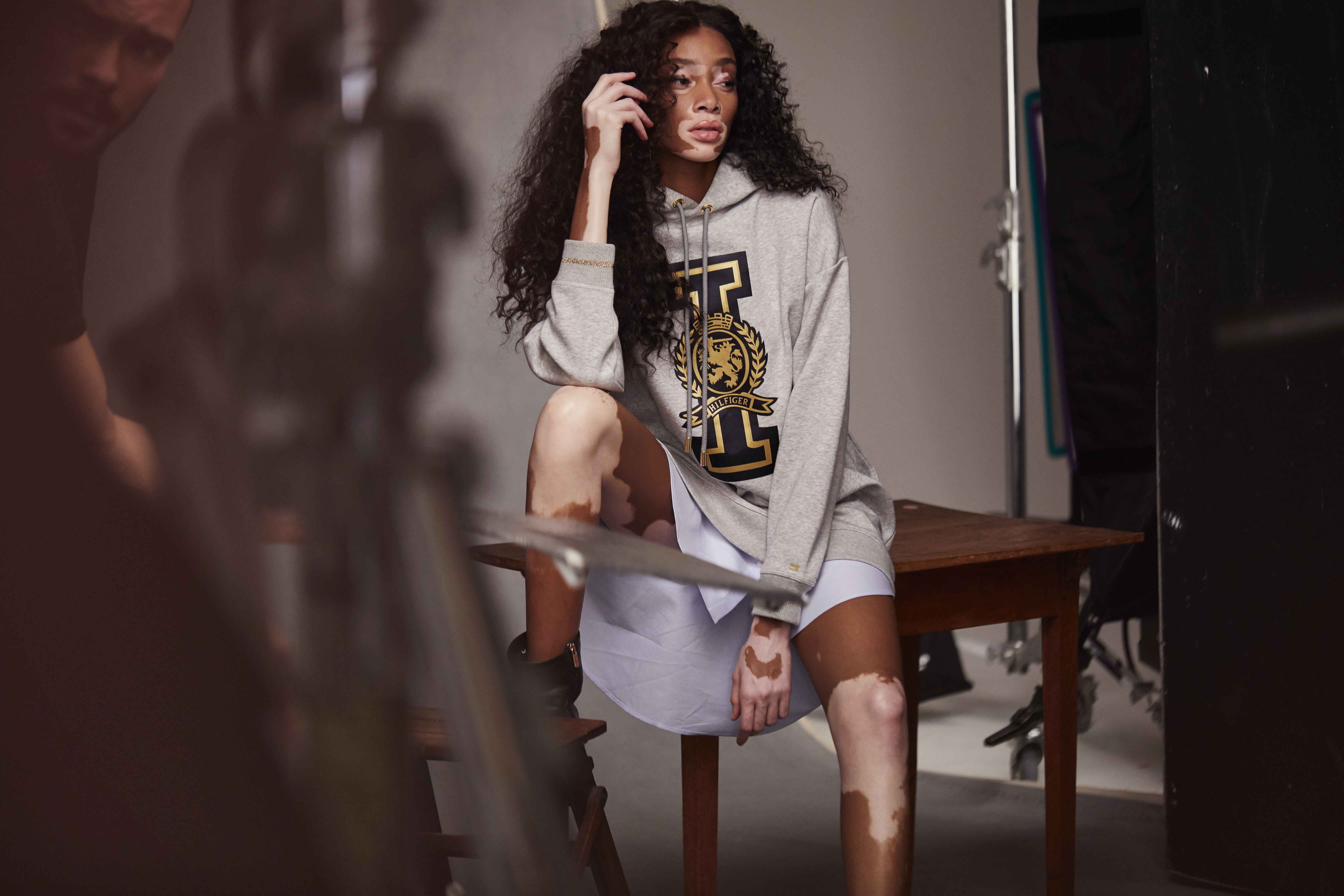 Winnie Harlow Tommy Icons Sweater BTS Fall 18 Low Res