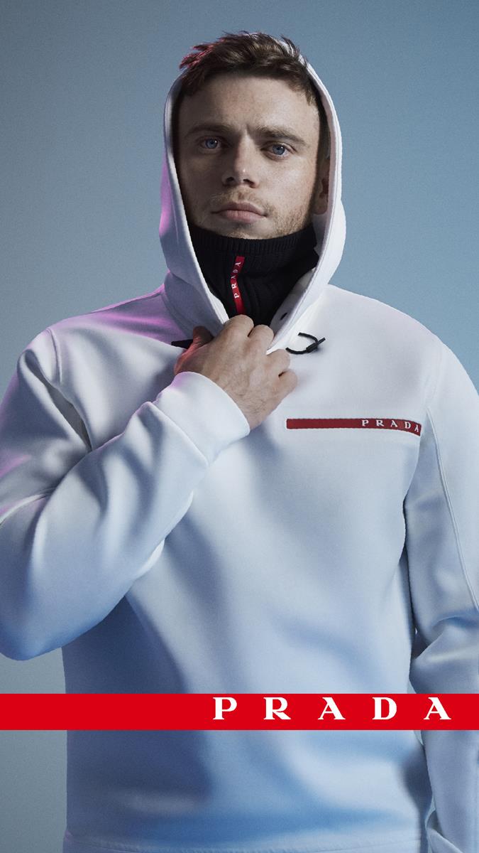 Gus Kenworthy Prada Linea Rossa campagna pubblicitaria sci freestyle