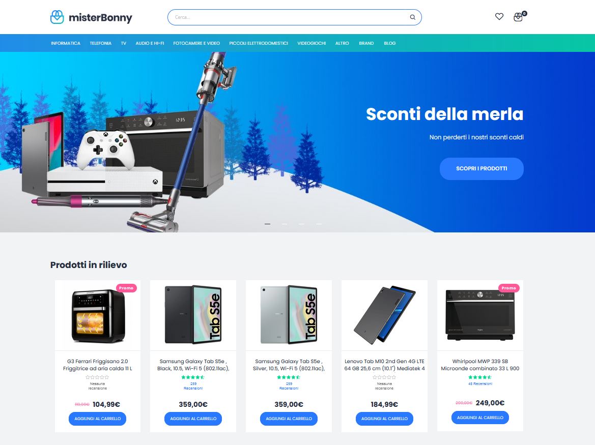 e-commerce elettronica negozio tecnologia online